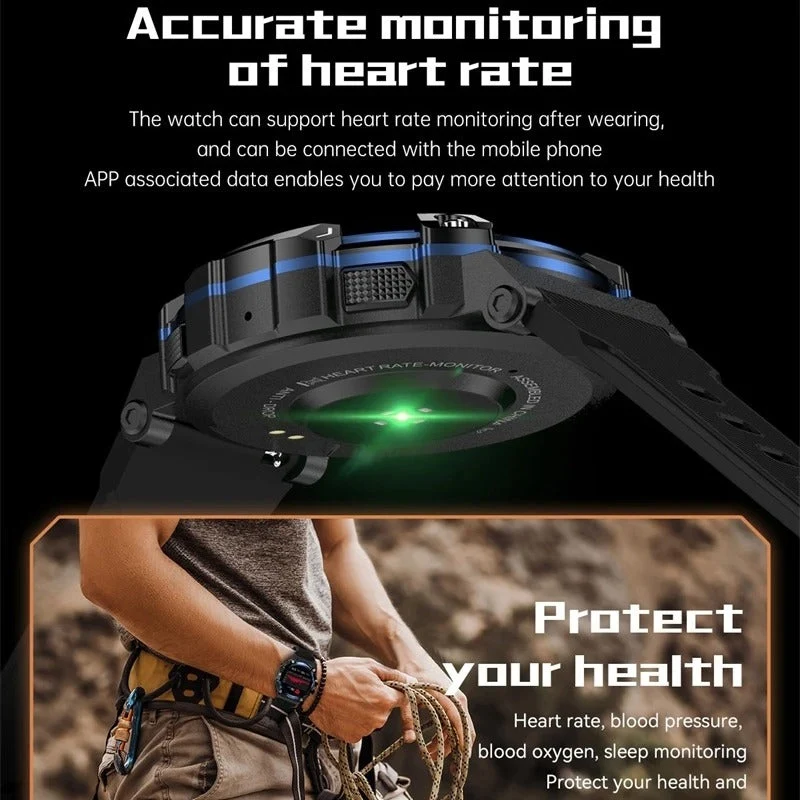 Robust smartwatch med militærdesign til udendørs aktiviteter