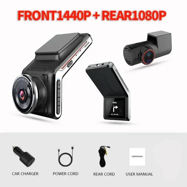 4K Dashcam med dobbelt kamera til overvågning døgnet rundt