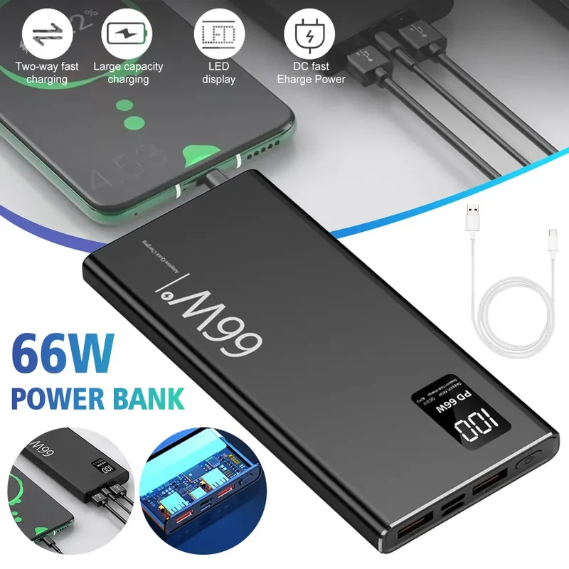 66W Super Hurtig Opladning Power Bank 20000mAh med PD 20W To-Vejs Opladning