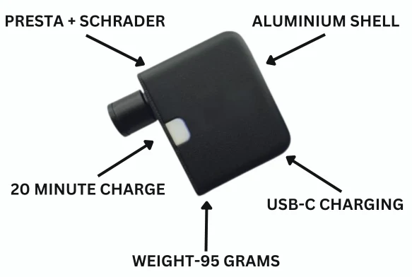 Ultrakompakt elektrisk cykelpumpe med Type-C genopladeligt batteri til nem oppumpning