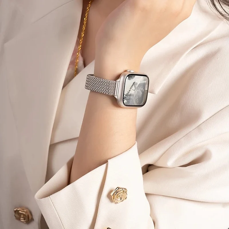 Ultra-tyndt armbånd i rustfrit stål til Apple Watch for elegant brug