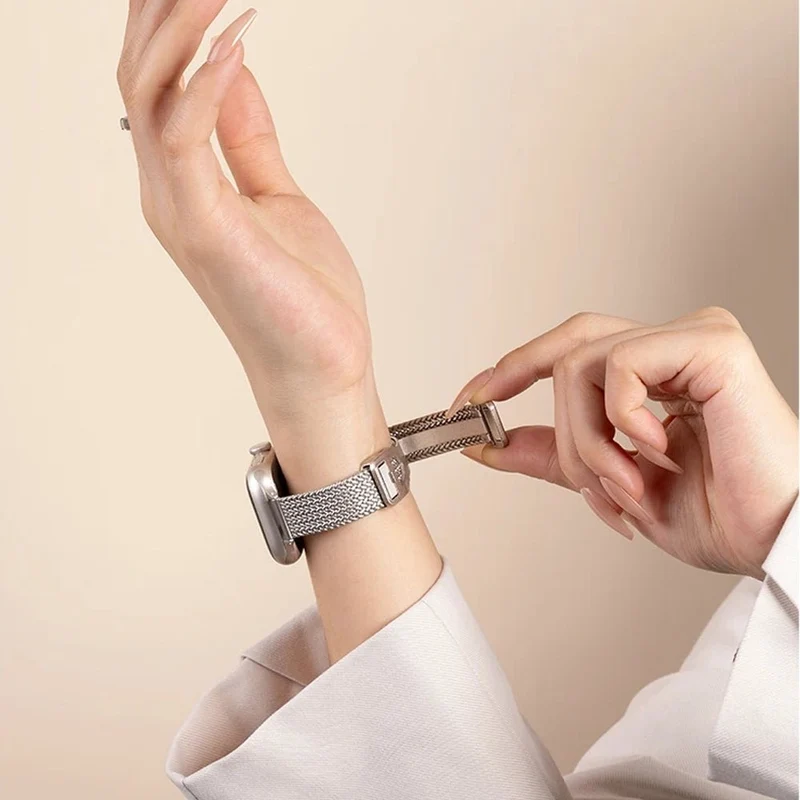 Ultra-tyndt armbånd i rustfrit stål til Apple Watch for elegant brug