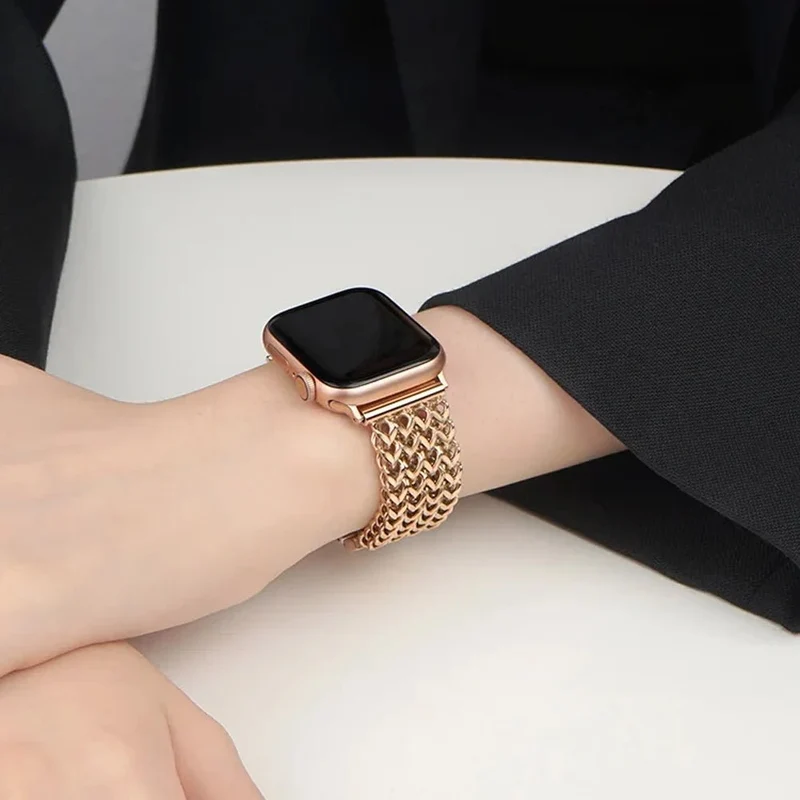 Elegant vævet armbånd i rustfrit stål til Apple Watch