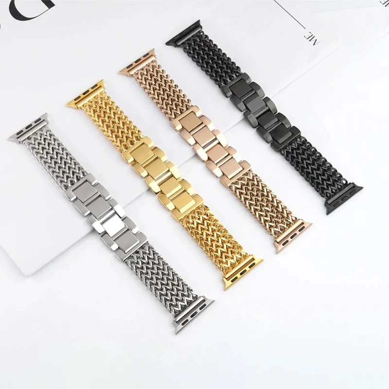 Elegant vævet armbånd i rustfrit stål til Apple Watch