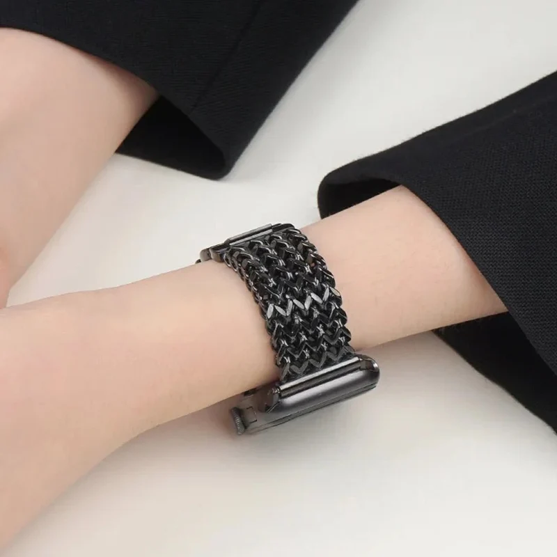 Elegant vævet armbånd i rustfrit stål til Apple Watch