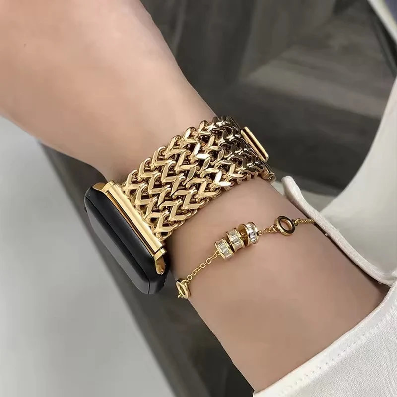 Elegant vævet armbånd i rustfrit stål til Apple Watch