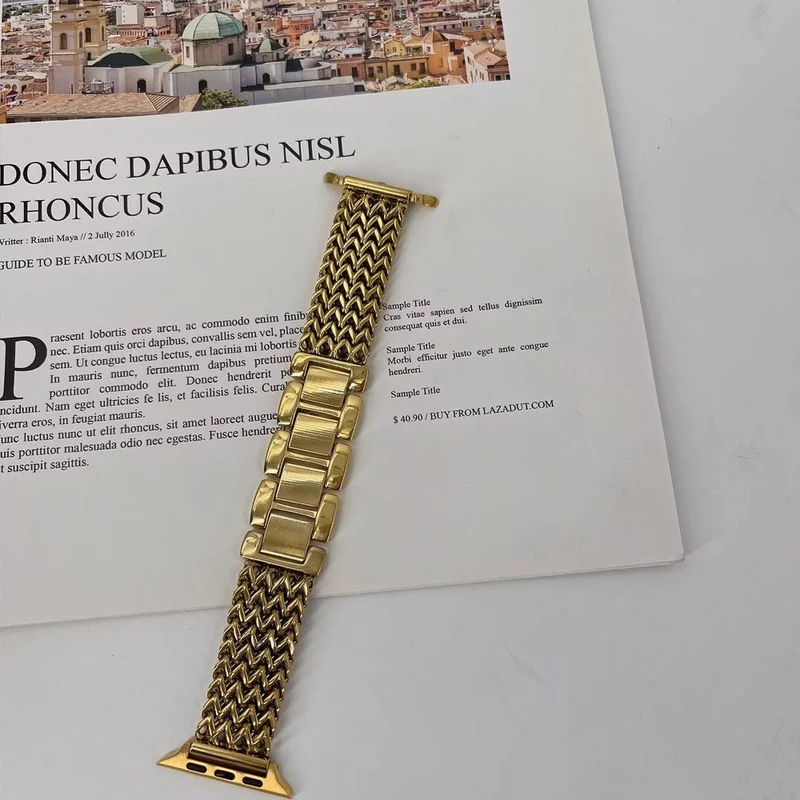 Elegant vævet armbånd i rustfrit stål til Apple Watch