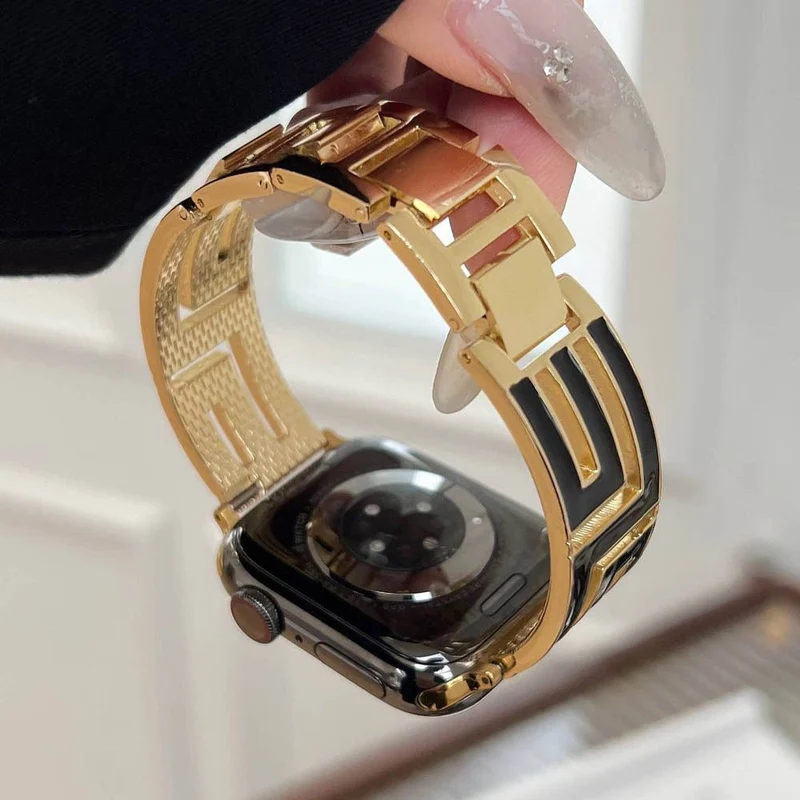 Firkantet rustfrit stål Apple Watch-rem til formelle lejligheder