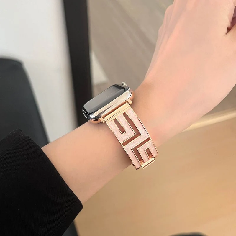 Firkantet rustfrit stål Apple Watch-rem til formelle lejligheder