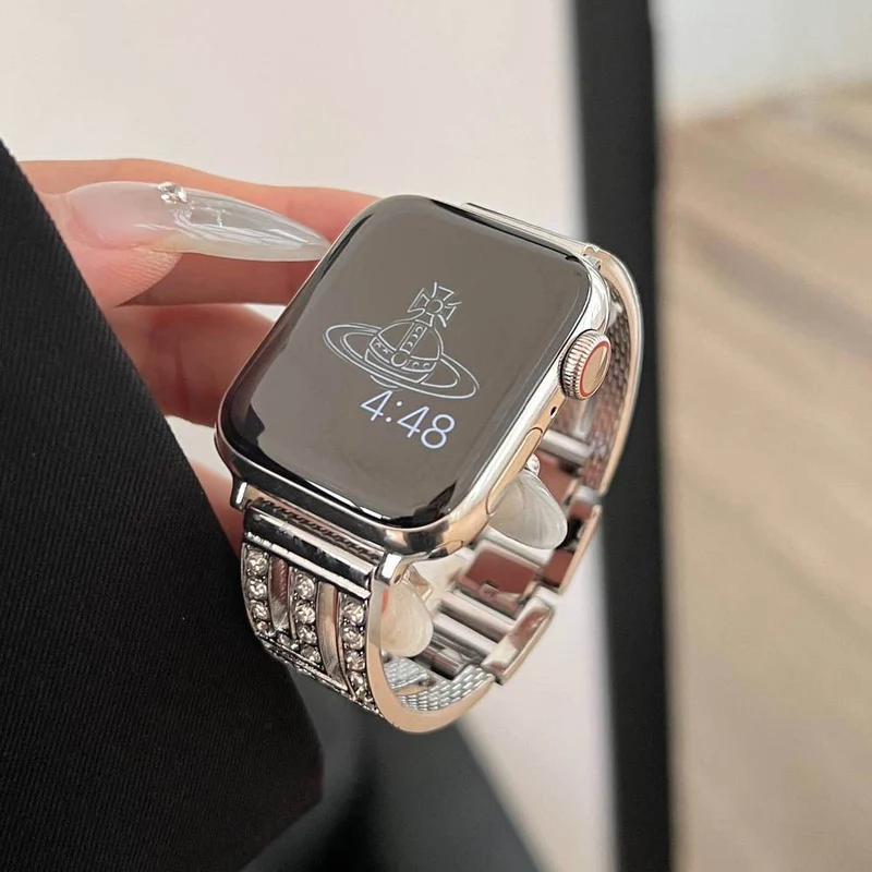 Firkantet rustfrit stål Apple Watch-rem til formelle lejligheder