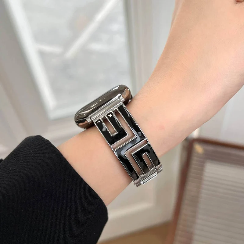 Firkantet rustfrit stål Apple Watch-rem til formelle lejligheder