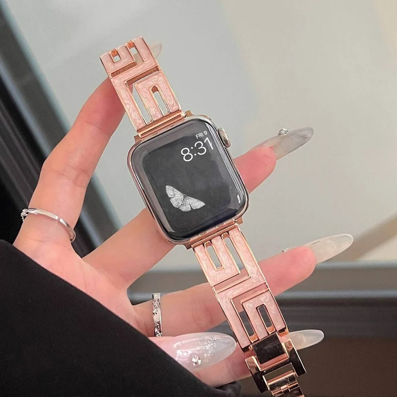 Firkantet rustfrit stål Apple Watch-rem til formelle lejligheder