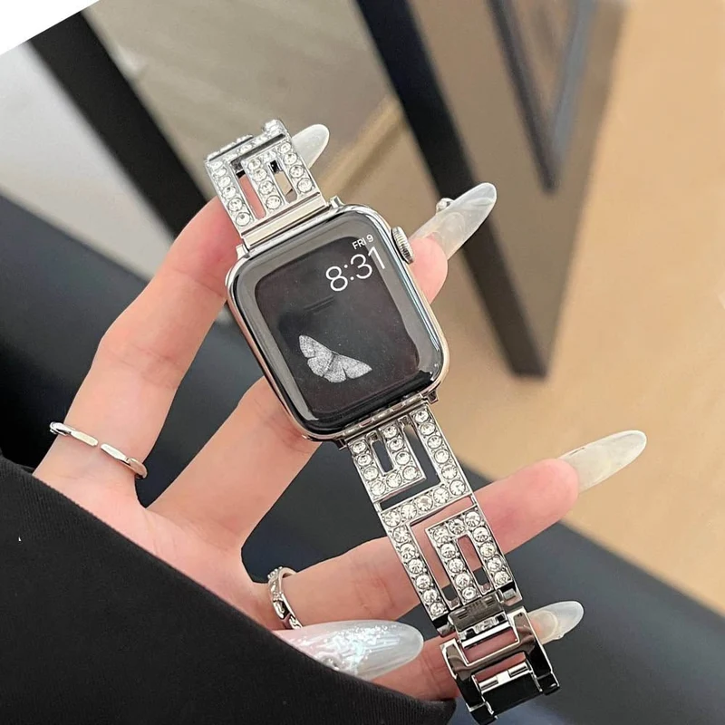 Firkantet rustfrit stål Apple Watch-rem til formelle lejligheder