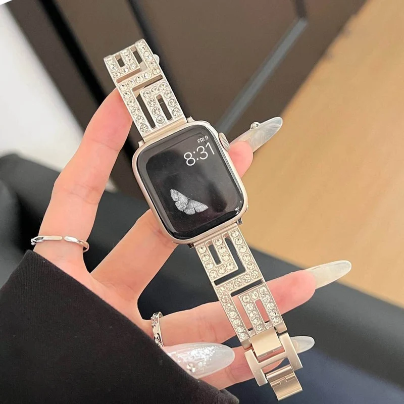 Firkantet rustfrit stål Apple Watch-rem til formelle lejligheder