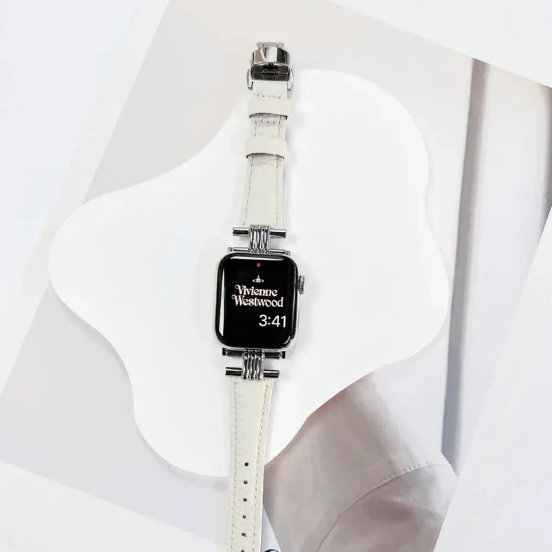 Elegant læder- og rustfrit stålrem til Apple Watch til daglig brug