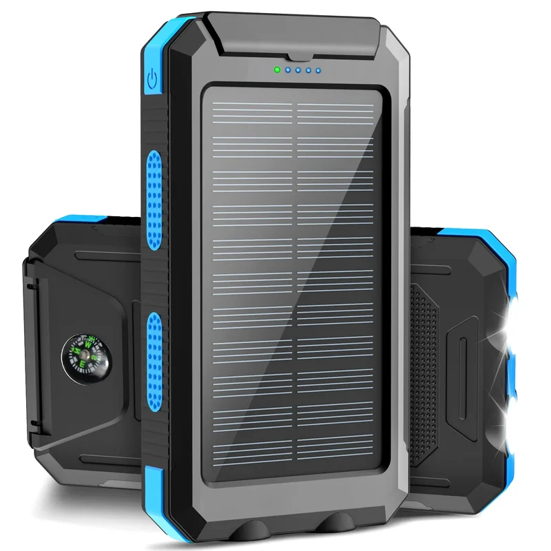 SOLUPUP Solcelle Power Bank med Indbyggede Kabler og Lynhurtig Opladning
