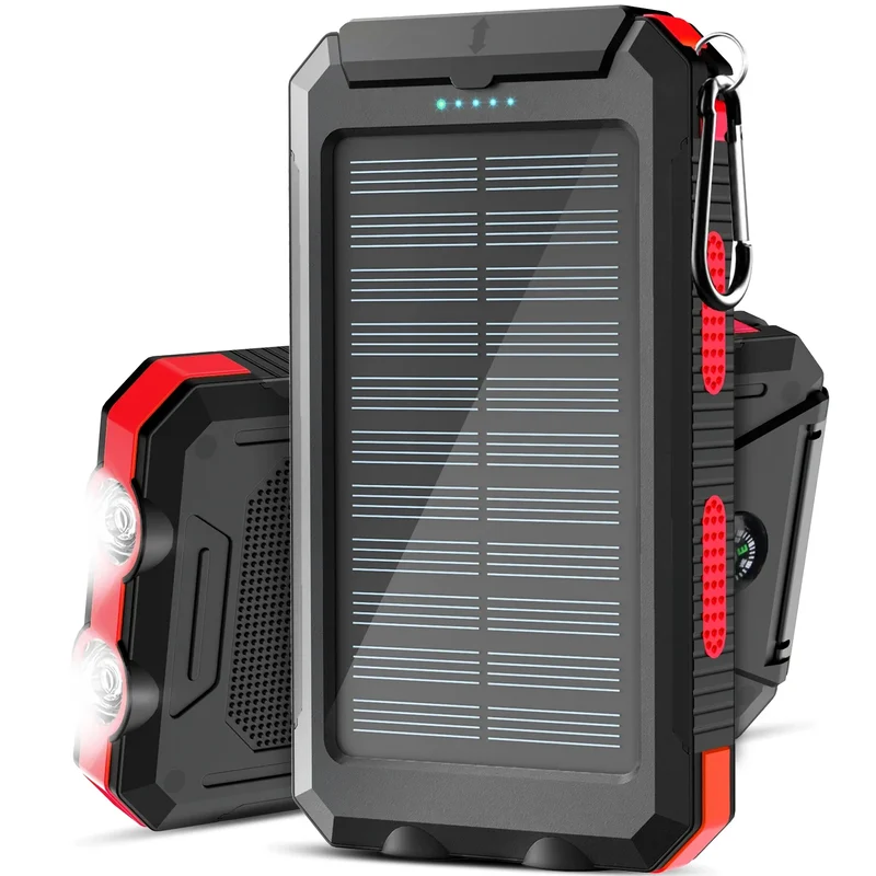 SOLUPUP Solcelle Power Bank med Indbyggede Kabler og Lynhurtig Opladning