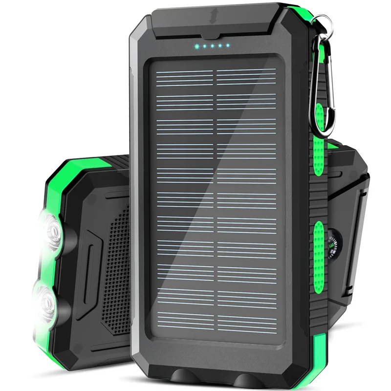 SOLUPUP Solcelle Power Bank med Indbyggede Kabler og Lynhurtig Opladning