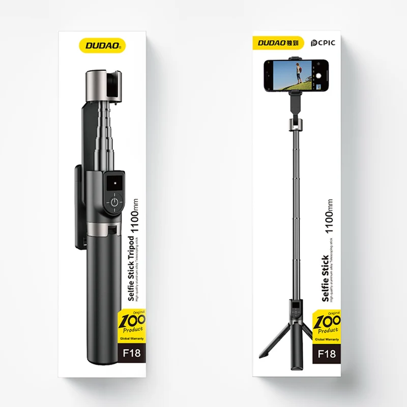 DUDAO F18 Selfie Stick Black Passiv hållare Mobiltelefon / smartphone Svart