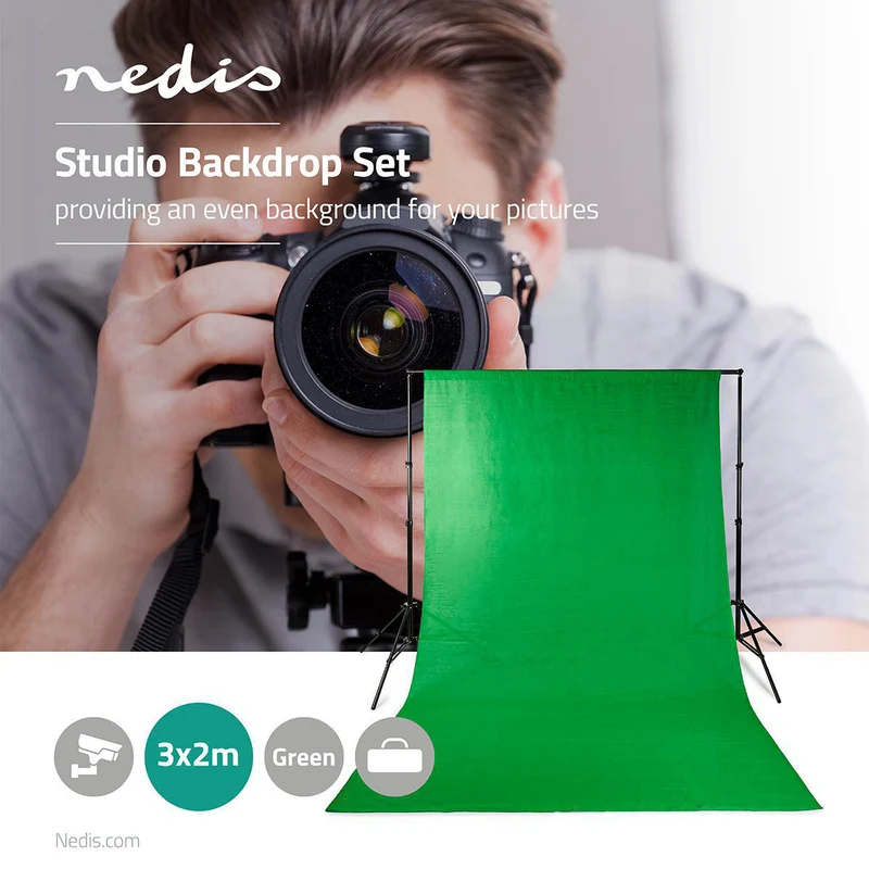 Set Achtergronddoeken voor Fotostudio 1,90 x 2,95m - Inclusief reistas - Zwart