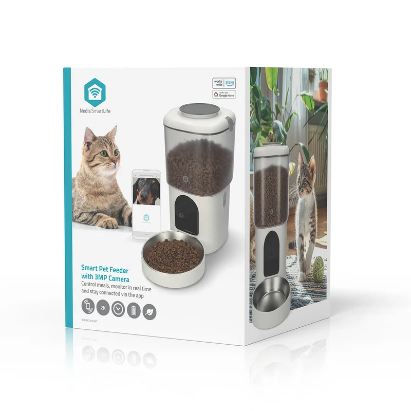 SmartLife Dierenvoeding Dispenser Automatische Voerbak Kat en Hond - Wi-Fi - 4.5l