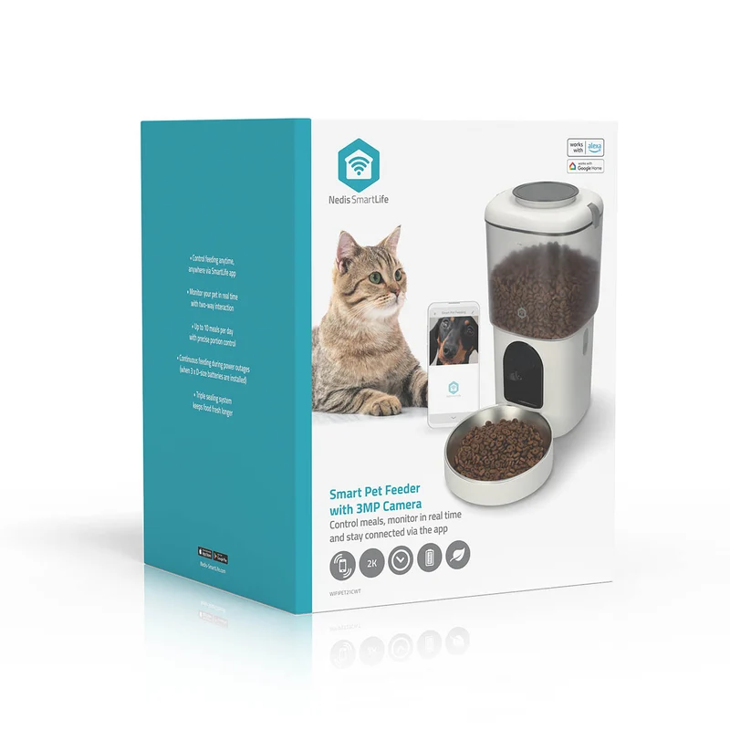 SmartLife Dierenvoeding Dispenser Automatische Voerbak Kat en Hond - Wi-Fi - 4.5l