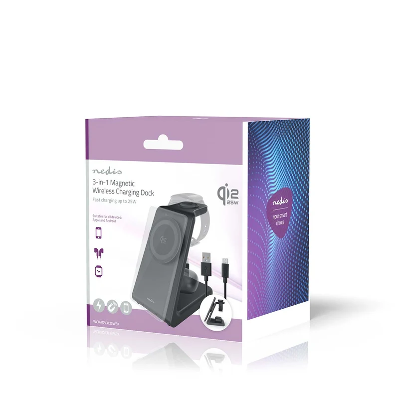 Draadloze Oplader 3-in-1 - 5 / 7.5 / 10 / 15 / 25W - LED-indicatie in gebruik