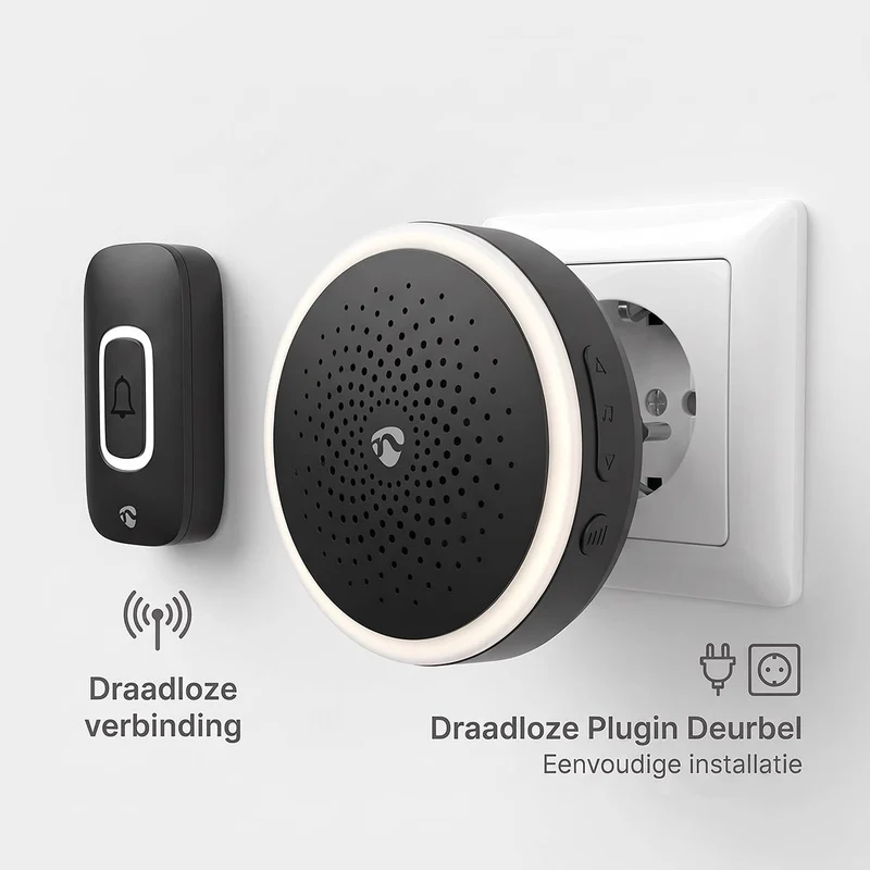 Draadloze Deurbelset Netvoeding - 220 - 250 V AC - 1x CR2032