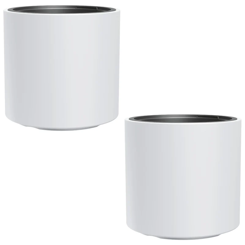 HEOS frostsäker blomkruka, vit, med insats, volym 31L, frostad, DBHER470, 2 st