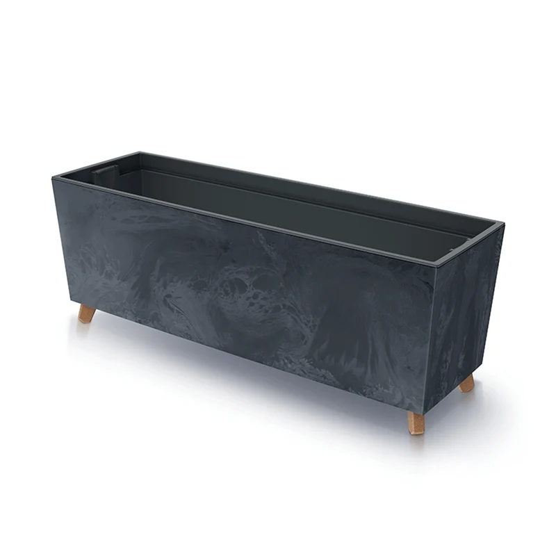 Prosperplast Urbi Case Urbi Case Concrete Effect N Flower Box Med Ben För Inomhus Och Utomhusbruk Rektangulär Blomkruka Inkl. Planter Plastic 770x235x300mm (Antracit)
