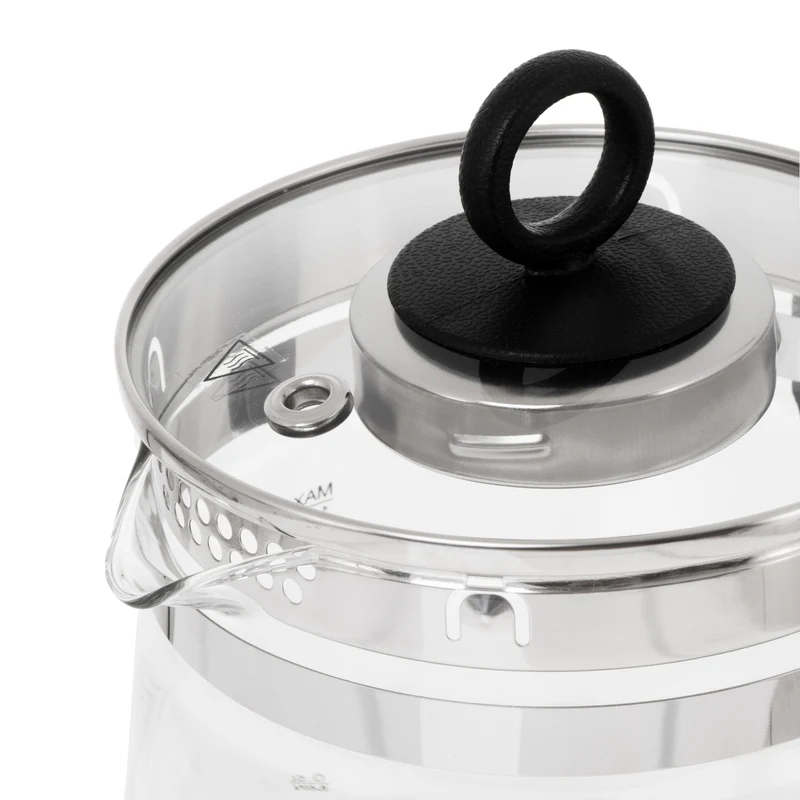 Glasvattenkokare 1,5 l med tefilter och temperaturreglering, 2200 W, LED, 60–100 °C, Adler AD 1299, svart