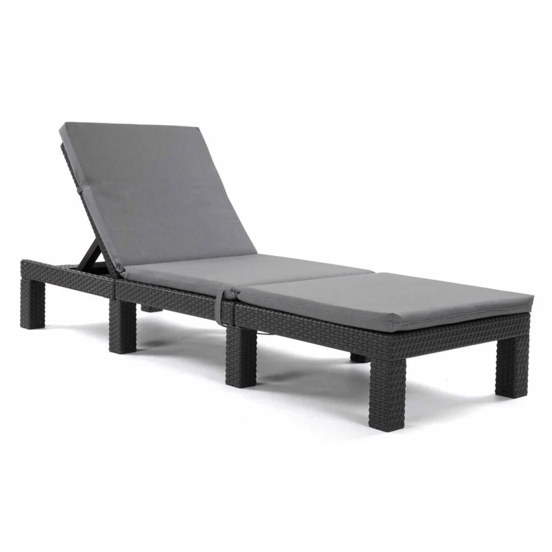 Kudde till solstol Daytona, grå, tyg S-550 Melange, storlek 192x64 cm, fästs med gummiband, vattentät, Melange S-23