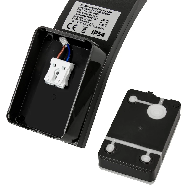 Maclean LED-fasadlampa, 800 lm, IP54, 10 W, naturvit ljusfärg (4000 K), svart, MCE343 B, 2 st