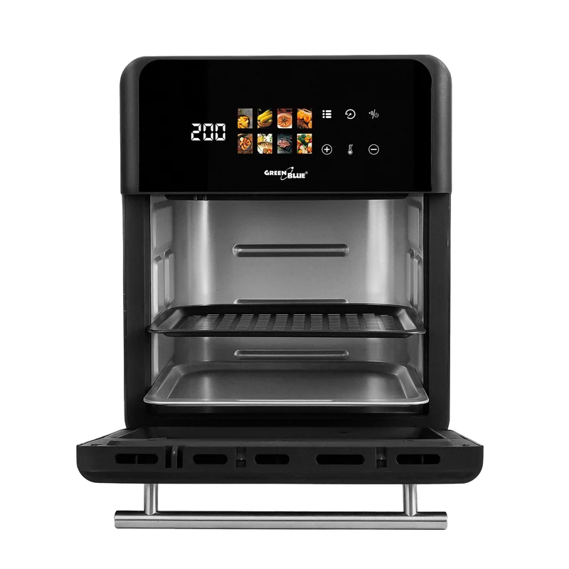 GreenBlue AIR FRYER fettfri fritös, kraftfull 1800 W, 10 liters kapacitet, 8 program, tillbehör, timer, GB950 + mattermometer/matprob, GreenBlue GB178