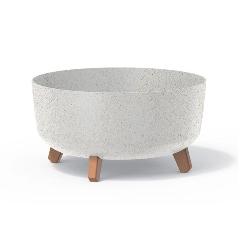 Low Eco Wood Blomkruka Med Avtagbara Ben Inkl. Insats För Inomhus- Och Utomhusbruk Plast UV-Beständig (380mm, ECO Vit)