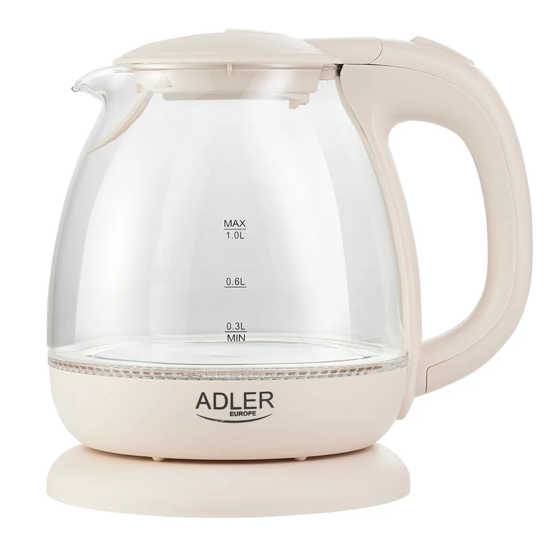 Adler AD 1283C Glaskanna 1,0L roterande bas, platt botten