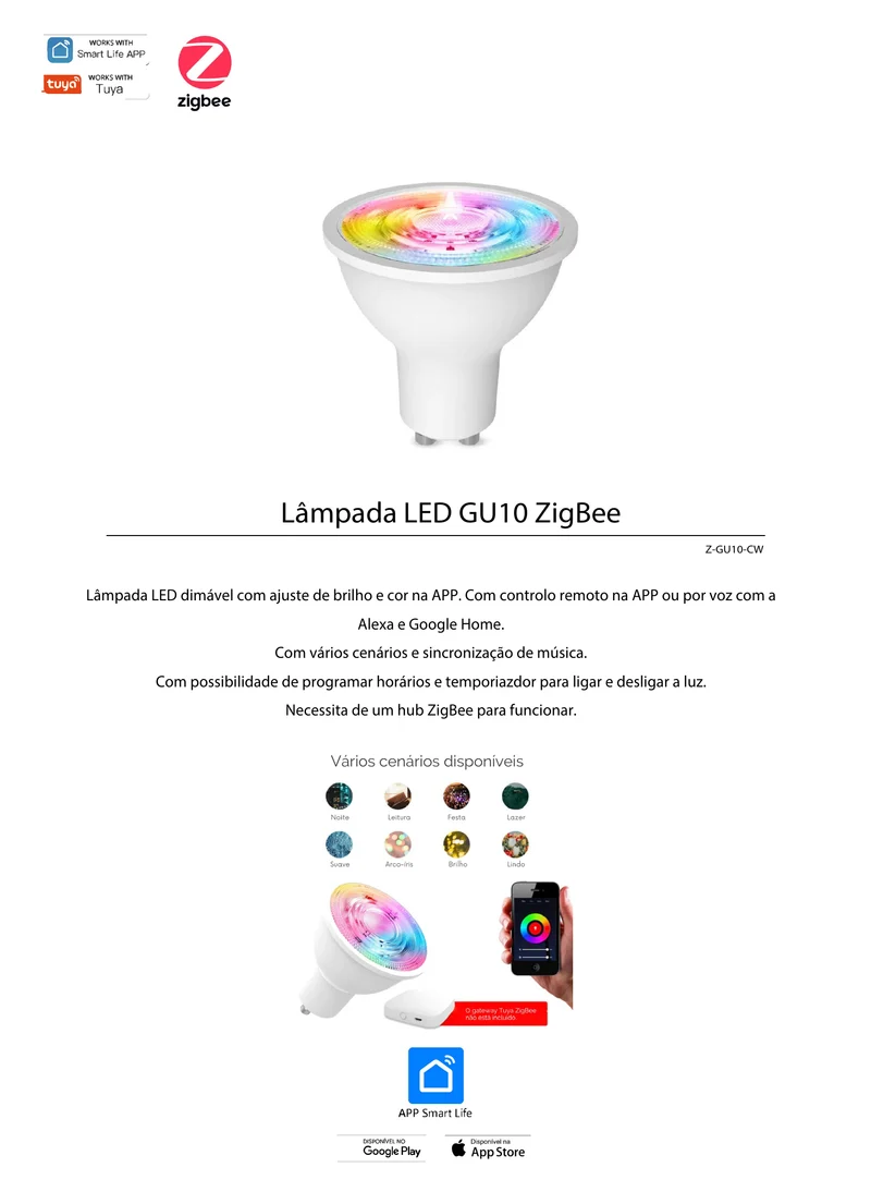 Moes Z-GU10-CW - Lâmpada GU10 Zigbee RGB