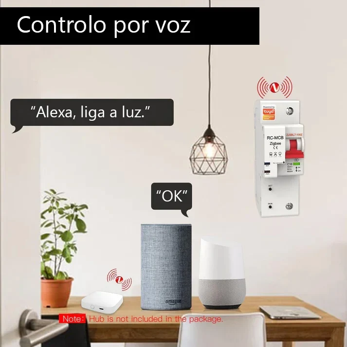 MOES ZCB-1P100M - Disjuntor DIN Zigbee 1P 100A Monitor Energia