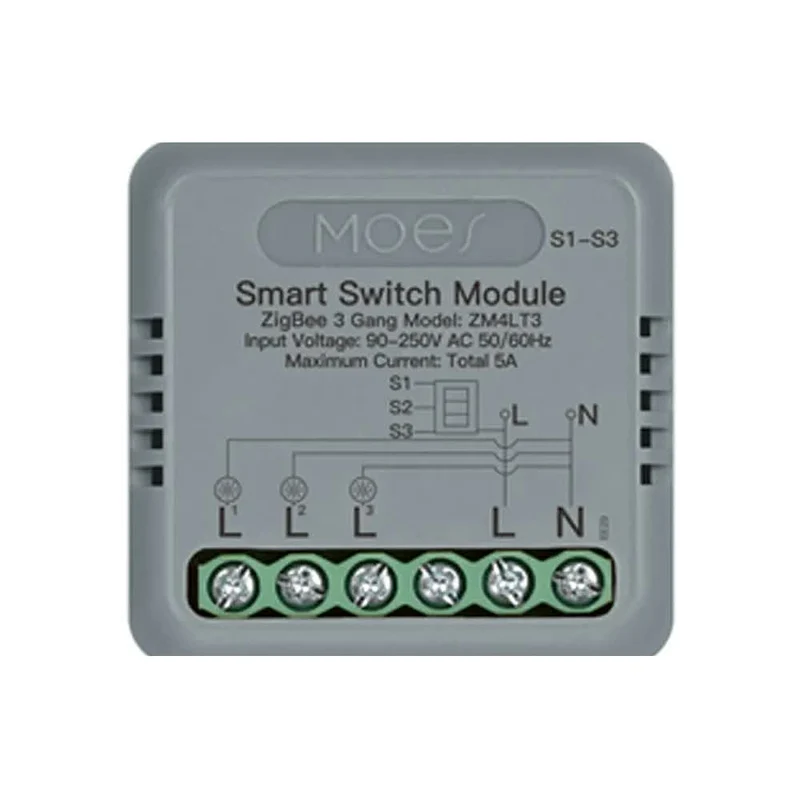 Moes ZM-104C - Módulo Switch 3 Canais Zigbee