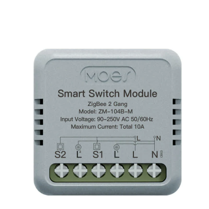 Moes ZM-104B - Módulo Switch 2 Canais Zigbee