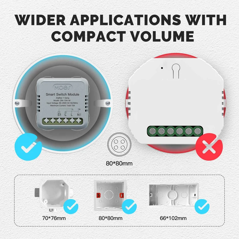 Moes ZM-104B - Módulo Switch 2 Canais Zigbee