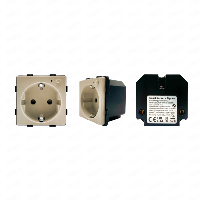 Smartify vPRO Módulo Tomada Inteligente Zigbee c/ Medidor de Energia Dourado - SYPMTEZBDR