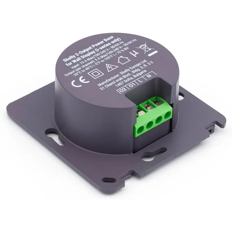 Shelly 2-Output Power Base - Base Alimentação 2 Relés 5A para Wall Display