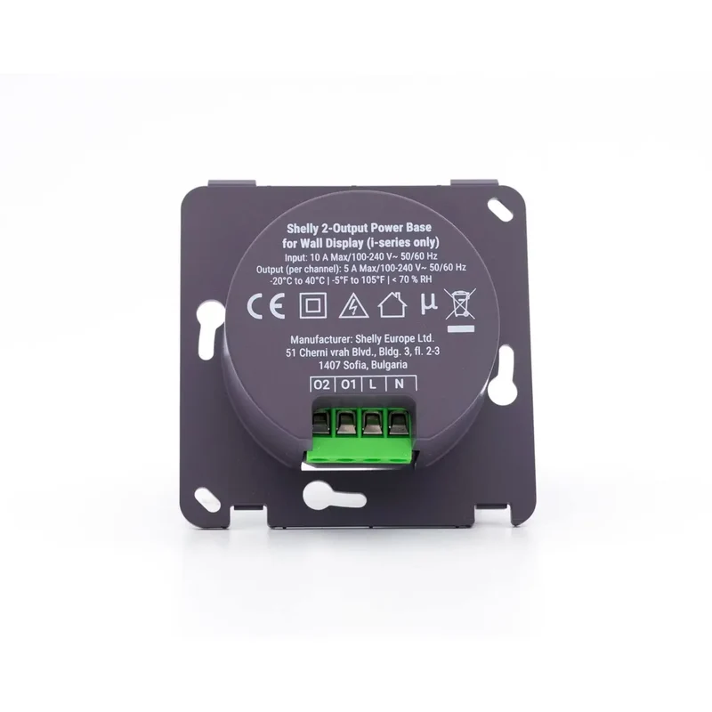 Shelly 2-Output Power Base - Base Alimentação 2 Relés 5A para Wall Display