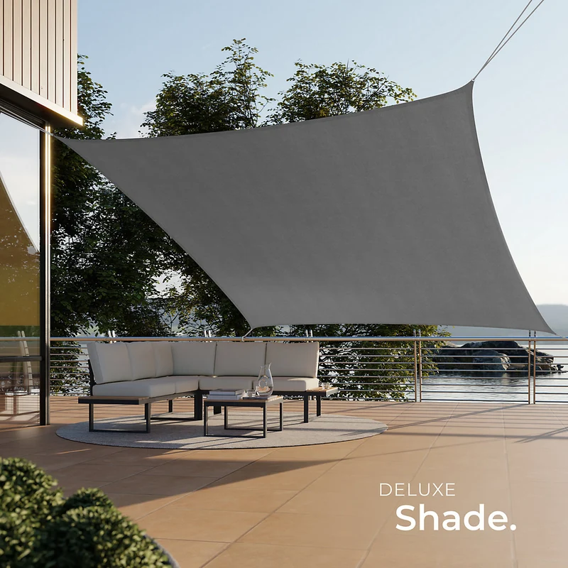 Tectake Rectangular Shade Sail with UV Protection 50+, 3.6 x 3.6 m, Grey