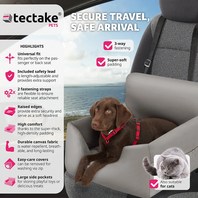Tectake Milow Dog Car Seat, Grey