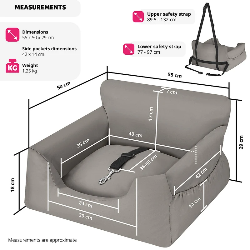 Tectake Milow Dog Car Seat, Grey