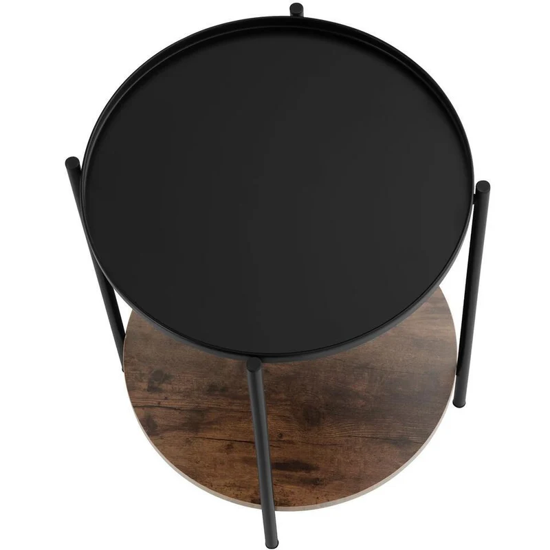 Tectake Side Table Sunderland, Industrial Dark Wood, Rustic