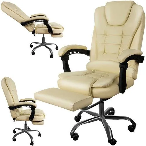 Office Chair with Footrest Malatec 23287, Cream / Beige