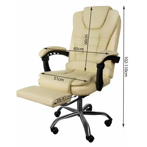 Office Chair with Footrest Malatec 23287, Cream / Beige